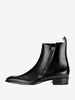 Bottes Chelsea pour hommes en cuir de vache noir bout rond fermeture éclair bottines courtes