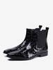 Bottes Chelsea pour hommes en cuir de vachette noir à bout pointu et bottines courtes