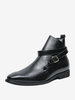 Bottes Chelsea pour hommes en cuir PU noir