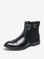 Bottes Chelsea pour hommes en cuir PU noir