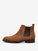 Bottes Chelsea pour hommes en cuir suédé marron café à bout rond et bottines courtes