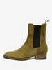 Bottes Chelsea pour hommes en cuir suédé olive à bout pointu et bottines de bal