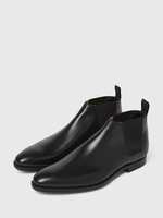 Bottes Chelsea pour hommes en polyester noir à bout carré chaussures de bal courtes et de mariage