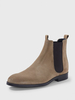 Bottes Chelsea pour hommes Tige en micro-suède marron clair Bout carré