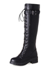 Bottes chic à talons épais en Synthétique unicolore avec lacets