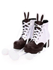 Bottes classiques lolita bottes oreille de lapin pom pom à deux tons chaussures chunky à talons hauts Lolita Déguisements Halloween