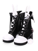 Bottes classiques lolita chaussures lolita pom pom lapin oreille deux tons talon chunky Déguisements Halloween