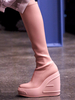Bottes Compensées Hautes Au Genou Cuissardes Élastiques À Bout Rond Femme
