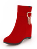 Bottes compensées rouges en nubuck bout rond