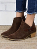 Bottes Courtes En Daim Femmes Bout Pointu Boucle Slip On Bottes Dété