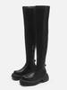 Bottes Cuissarde En Cuir Pu À Talons Épais Chaussures Femmes