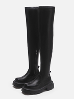Bottes Cuissarde En Cuir Pu À Talons Épais Chaussures Femmes