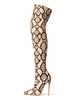 Bottes Cuissardes à Talons Vernies à Talons Hauts Fins Femme à Cuir Synthétique avec Bout Pointu avec Imprimé animalier Bottes Cuissardes Femme