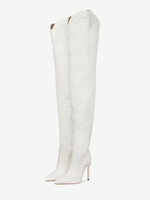Bottes Cuissardes Blanches Femmes Bout Pointu Sur Le Genou Bottes Western
