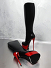 Bottes Cuissardes Hautes avec Plateforme Femme Hiver à Talons Hautes Fin en Cuir Synthétique Vernies avec Bout Rond Bicolors Cuissardes Femme