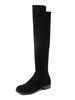 Bottes Cuissardes Plates Femmes Hiver à Cuir Synthétique en Crôute avec Bout Rond Unicolore