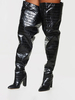 Bottes cuissardes surdimensionnées à talon épais et large motif pierre pour femmes