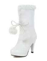 Bottes dhiver de Noël blanches Bottes à plateforme en fourrure