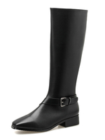 Bottes déquitation noires à bout carré avec boucle en cuir Synthétique pour femmes