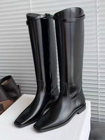 Bottes déquitation plates noires bottes hautes à bout carré
