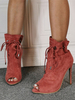 Bottes dété corail pour femmes à talon aiguille Peep Toe Bottes à talons décontractées