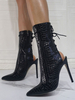 Bottes dété noires à bout pointu en cuir PU Upper Sky High Stiletto Heels