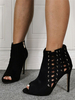 Bottes dété noires Bout ouvert Talon aiguille Micro Suede Upper Bottes à talons sexy