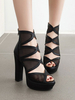 Bottes dété noires Bout rond Chunky Bottines dété