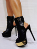 Bottes dété noires pour femmes bottines en cuir PU à talons aiguilles et à bout ouvert