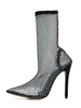 Bottes dété noires pour femmes bout pointu talon aiguille strass haut mi-mollet bottines dété