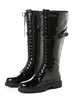 Bottes de combat pour femmes en cuir verni jusquà des bottes à hauteur du genou plates