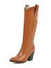 Bottes de cow-boy pour femmes Bottes à hauteur du genou Bottes dhiver à bout pointu et talon épais 3.1 "