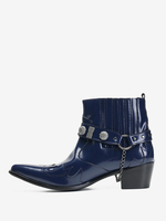 Bottes de cowboy courtes Chelsea en cuir de vache à bout pointu et lanières mentales pour hommes