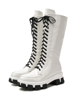 Bottes de femmes bottes rondes rondes bottes à mi-veau en cuir PU