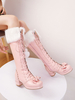 Bottes de lolita avec noeud à talons épais Déguisements Halloween