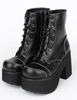 Bottes de Lolita Chaussures Noires à Talons Épais Talons Hauts Avec Lacet Déguisements Halloween