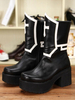 Bottes de lolita en patchwork à talons épais Déguisements Halloween