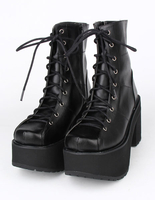 Bottes de lolita noires à talons épais Déguisements Halloween