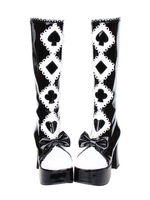 Bottes de lolita noires avec noeud à talons épais Déguisements Halloween