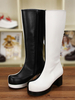 Bottes de lolita noires en patchwork à talons épais Déguisements Halloween