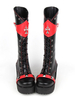Bottes de lolita noires en patchwork à talons épais Déguisements Halloween