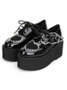 Bottes de lolita noires en patchwork à talons épais Déguisements Halloween