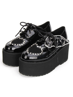 Bottes de lolita noires en patchwork à talons épais Déguisements Halloween