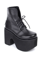 Bottes de lolita noires unicolore à talons épais Déguisements Halloween