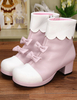 Bottes de lolita rose claires avec noeud à talons épais Déguisements Halloween
