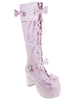 Bottes de lolita roses à talons épais Déguisements Halloween