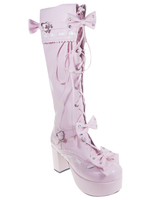 Bottes de lolita roses à talons épais Déguisements Halloween