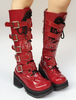 Bottes de lolita rouges bicolore à talons épais Déguisements Halloween