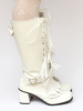 Bottes de lolita sublimes blanches avec noeud à talons épais Déguisements Halloween