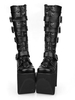 Bottes de lolita sublimes noires à talons épais Déguisements Halloween